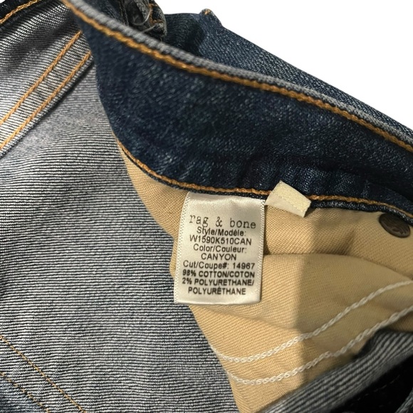 Rag & Bone Dre Distressed Low-Rise Slim Jeans in Canyon Wash, Sz 26 - Picture 14 of 15